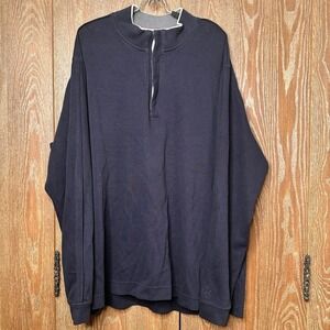 Cutter & Buck‎ Mens 2XT Pullover Long Sleeve Supima Cotton Blend Top Navy Casual